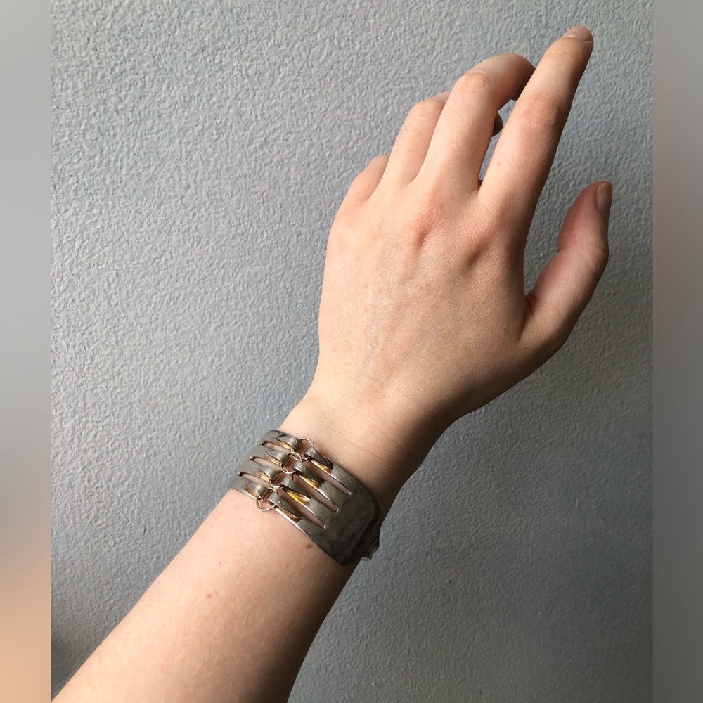 Unique OOAK upcycled vintage fork statement cuff bracelet